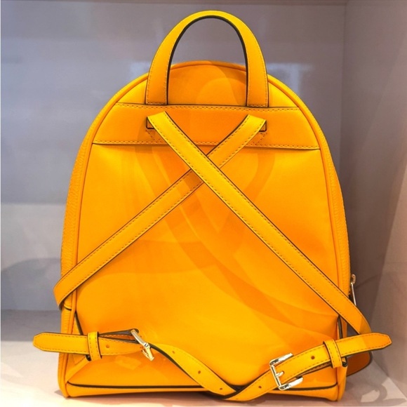 Michael Kors Rhea Medium Color-Block Signature Logo Backpack Pop Orange - Picture 7 of 9